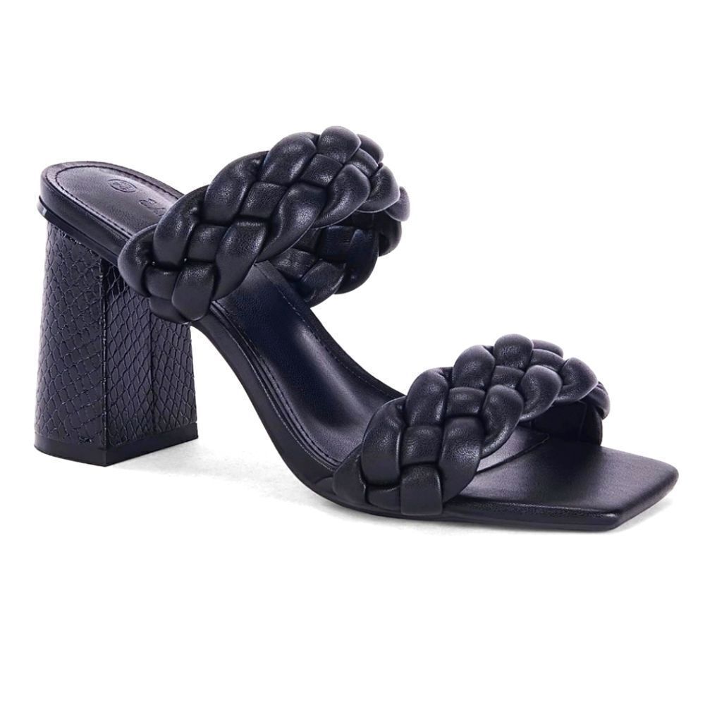 Ladies Black Double Braid Band Syktmax Heels sz 7